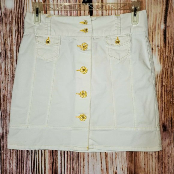 L.L. Bean Dresses & Skirts - L.L. Bean White Denim Button Down Pencil Skirt 4P